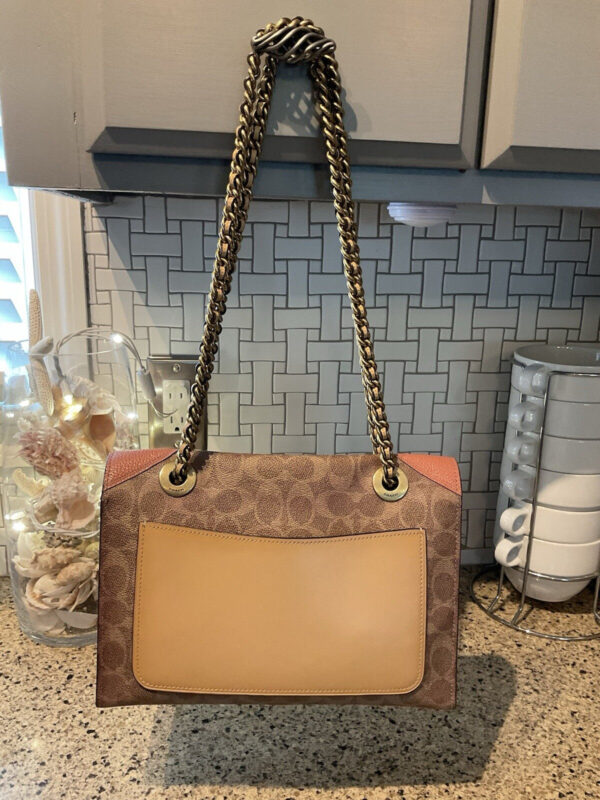 Coach Parker With Tea Rose Signature Canvas Wave Leather Brass69526 - Image 2