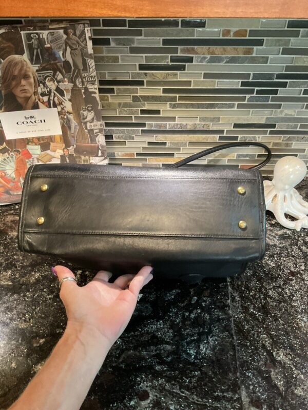 COACH Vintage Flap Shopper Glovetanned Cowhide Leather 7301 USA Black - Image 5